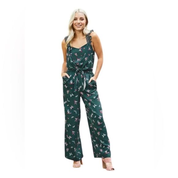 Matilda Jane Evergreen Dream Ruffle Jumpsuit Floral Butterfly Womens Small NWT - Picture 1 of 13